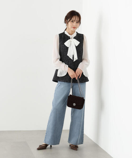 PROPORTION BODY DRESSING（プロポーションボディドレッシング）の「＜ウォッシャブル＞ビックリボン楊柳ブラウス / 1215210806（シャツ/ブラウス・レディース・ブラック/ピンク/ホワイト・MEDIUM/SMALL）」の13枚目の写真