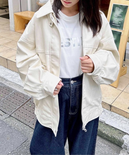 INGNI(イング)の「【WEB限定】フェイクレザーBIGブルゾン(ブルゾン・レディース・ブラック/アイボリー/ブラウン/ブラウン系4・M)」の18枚目の写真