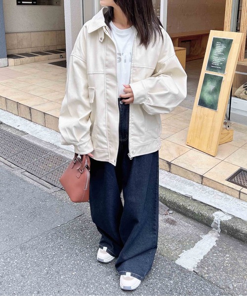 INGNI(イング)の「【WEB限定】フェイクレザーBIGブルゾン(ブルゾン・レディース・ブラック/アイボリー/ブラウン/ブラウン系4・M)」の19枚目の写真