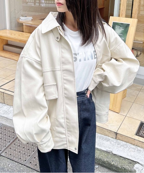 INGNI(イング)の「【WEB限定】フェイクレザーBIGブルゾン(ブルゾン・レディース・ブラック/アイボリー/ブラウン/ブラウン系4・M)」の17枚目の写真