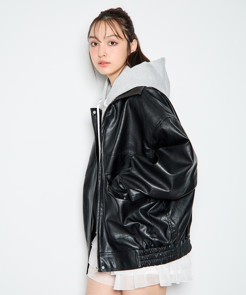 INGNI(イング)の「【WEB限定】フェイクレザーBIGブルゾン(ブルゾン・レディース・ブラック/アイボリー/ブラウン/ブラウン系4・M)」の6枚目の写真