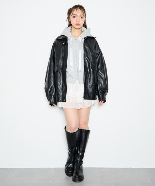 フェイクレザーBIGブルゾン セール】【WEB限定】フェイクレザーBIGブルゾン（ブルゾン）｜INGNI
