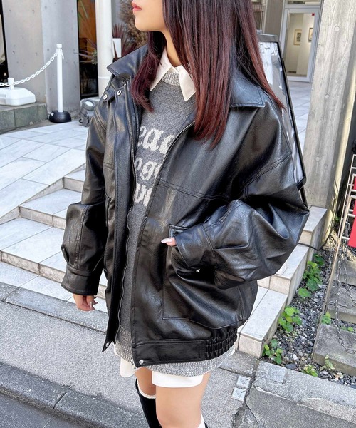 INGNI(イング)の「【WEB限定】フェイクレザーBIGブルゾン(ブルゾン・レディース・ブラック/アイボリー/ブラウン/ブラウン系4・M)」の11枚目の写真