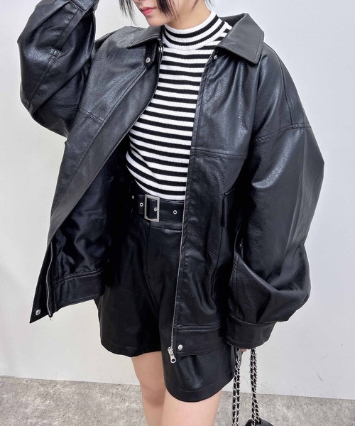 INGNI(イング)の「【WEB限定】フェイクレザーBIGブルゾン(ブルゾン・レディース・ブラック/アイボリー/ブラウン/ブラウン系4・M)」の13枚目の写真