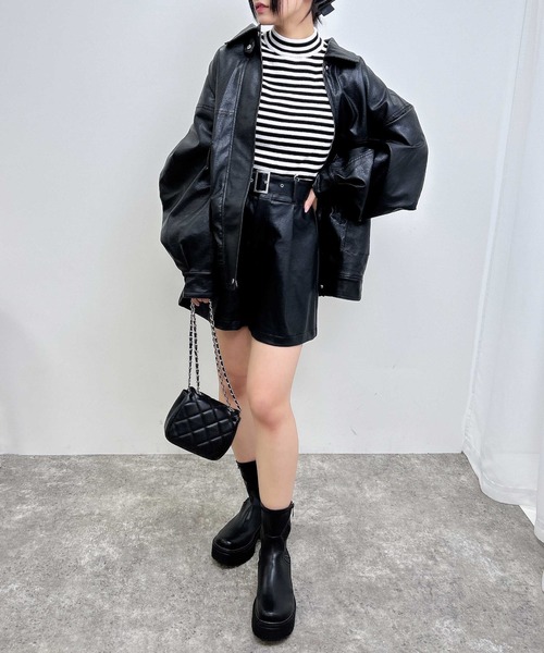 INGNI(イング)の「【WEB限定】フェイクレザーBIGブルゾン(ブルゾン・レディース・ブラック/アイボリー/ブラウン/ブラウン系4・M)」の15枚目の写真