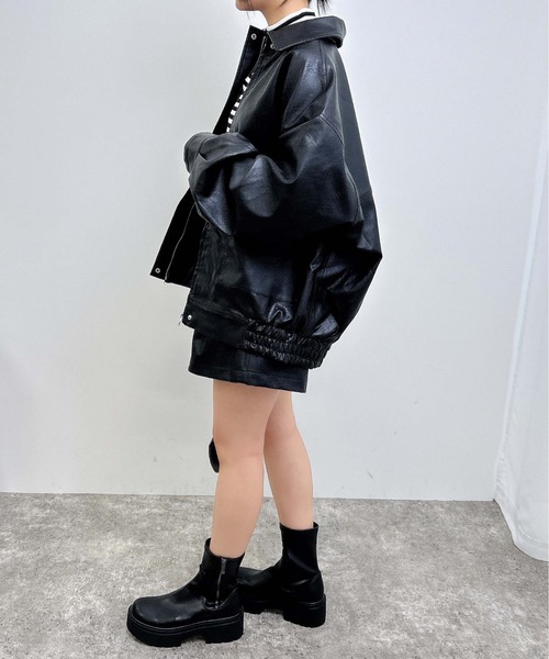 INGNI(イング)の「【WEB限定】フェイクレザーBIGブルゾン(ブルゾン・レディース・ブラック/アイボリー/ブラウン/ブラウン系4・M)」の16枚目の写真