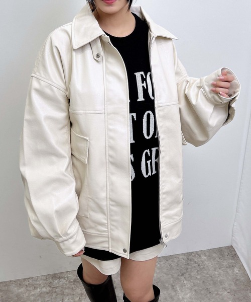 INGNI(イング)の「【WEB限定】フェイクレザーBIGブルゾン(ブルゾン・レディース・ブラック/アイボリー/ブラウン/ブラウン系4・M)」の22枚目の写真