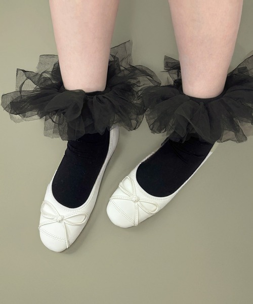 SETUP7（セットアップセブン）の「【SETUP7】リボン フラット バレエシューズ 　結婚式・二次会・披露宴・お呼ばれ・セレモニー・成人式 同窓会・女子会・2次会・謝恩会・パーティー・デート オケージョン・食事会・演奏会・発表会・記念日・七五三・お宮参り KNF-TP（バレエシューズ・レディース・ブラック/ホワイト・38/37/36）」の5枚目の写真