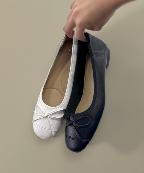 SETUP7（セットアップセブン）の「【SETUP7】リボン フラット バレエシューズ 　結婚式・二次会・披露宴・お呼ばれ・セレモニー・成人式 同窓会・女子会・2次会・謝恩会・パーティー・デート オケージョン・食事会・演奏会・発表会・記念日・七五三・お宮参り KNF-TP（バレエシューズ・レディース・ブラック/ホワイト・38/37/36）」の7枚目の写真
