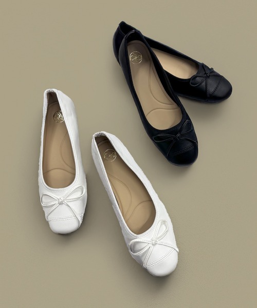 SETUP7（セットアップセブン）の「【SETUP7】リボン フラット バレエシューズ 　結婚式・二次会・披露宴・お呼ばれ・セレモニー・成人式 同窓会・女子会・2次会・謝恩会・パーティー・デート オケージョン・食事会・演奏会・発表会・記念日・七五三・お宮参り KNF-TP（バレエシューズ・レディース・ブラック/ホワイト・38/37/36）」の9枚目の写真