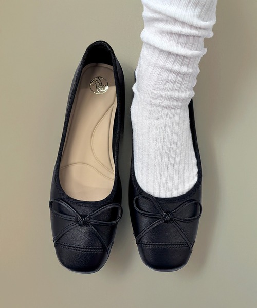 SETUP7（セットアップセブン）の「【SETUP7】リボン フラット バレエシューズ 　結婚式・二次会・披露宴・お呼ばれ・セレモニー・成人式 同窓会・女子会・2次会・謝恩会・パーティー・デート オケージョン・食事会・演奏会・発表会・記念日・七五三・お宮参り KNF-TP（バレエシューズ・レディース・ブラック/ホワイト・38/37/36）」の11枚目の写真