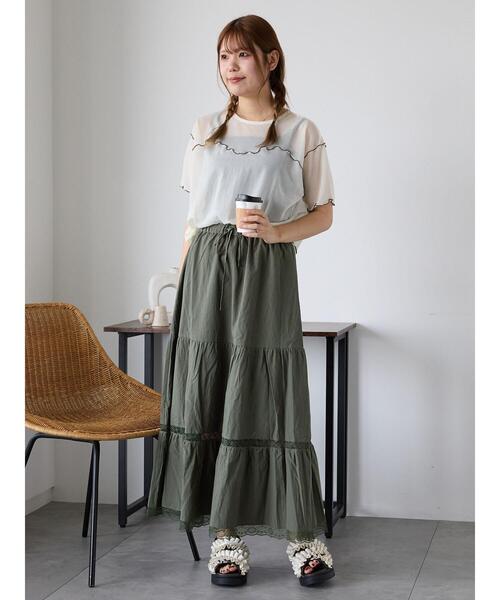 ehka sopo(エヘカソポ)の「シアーメローカットソー(Tシャツ/カットソー・レディース・ミント/キナリ/ブラック/サックスブルー・F)」の16枚目の写真