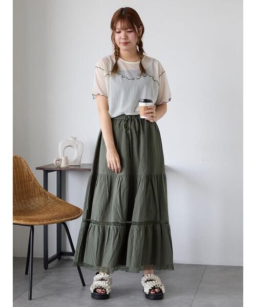 ehka sopo(エヘカソポ)の「シアーメローカットソー(Tシャツ/カットソー・レディース・ミント/キナリ/ブラック/サックスブルー・F)」の17枚目の写真