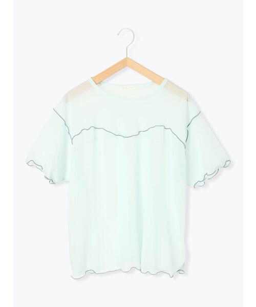 ehka sopo(エヘカソポ)の「シアーメローカットソー(Tシャツ/カットソー・レディース・ミント/キナリ/ブラック/サックスブルー・F)」の5枚目の写真