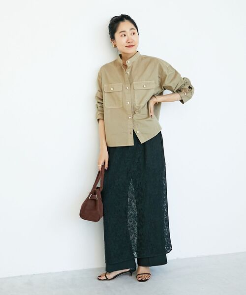 le.coeur blanc(ルクールブラン)の「スタンドネックパールボタンシャツ(シャツ/ブラウス・レディース・ピンク/ブルー/ネイビー/ベージュ/チャコールグレー・38)」の8枚目の写真