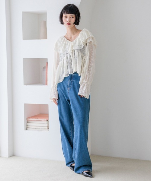 LOWRYS FARM（ローリーズファーム）の「アソートフリルブラウス　588346（シャツ/ブラウス・レディース・ホワイト系その他/ブラック系その他/アイボリー/ブラック・FREE）」の18枚目の写真