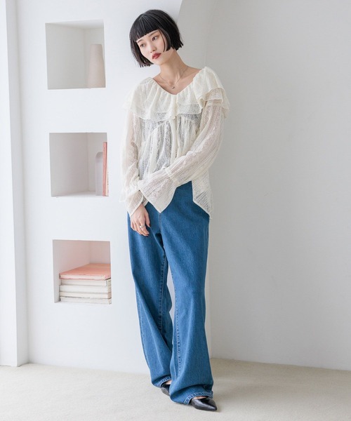 LOWRYS FARM（ローリーズファーム）の「アソートフリルブラウス　588346（シャツ/ブラウス・レディース・ホワイト系その他/ブラック系その他/アイボリー/ブラック・FREE）」の19枚目の写真