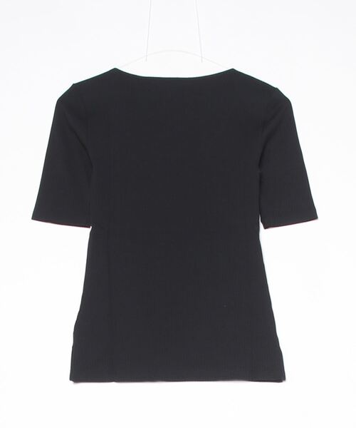 LAUREN RALPH LAUREN(ローレン ラルフ ローレン)の「リブニット コットンブレンド エルボースリーブ Tシャツ(Tシャツ/カットソー・レディース・ブラック系1・XS/S/M/L)」の2枚目の写真