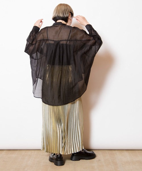 OSMOSIS（オズモーシス）の「イレギュラーヘムタックシアーシャツ（シャツ/ブラウス・レディース・ベージュ/ライトグリーン/ブラック・ONE SIZE）」の15枚目の写真