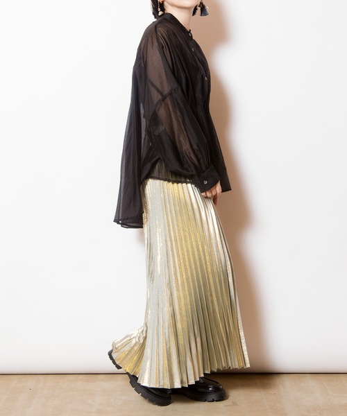 OSMOSIS（オズモーシス）の「イレギュラーヘムタックシアーシャツ（シャツ/ブラウス・レディース・ベージュ/ライトグリーン/ブラック・ONE SIZE）」の16枚目の写真