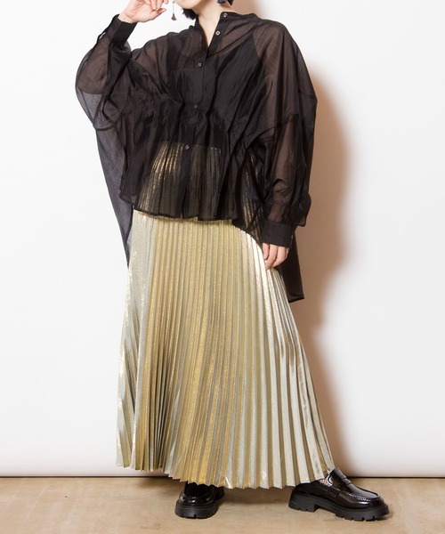 OSMOSIS（オズモーシス）の「イレギュラーヘムタックシアーシャツ（シャツ/ブラウス・レディース・ベージュ/ライトグリーン/ブラック・ONE SIZE）」の17枚目の写真