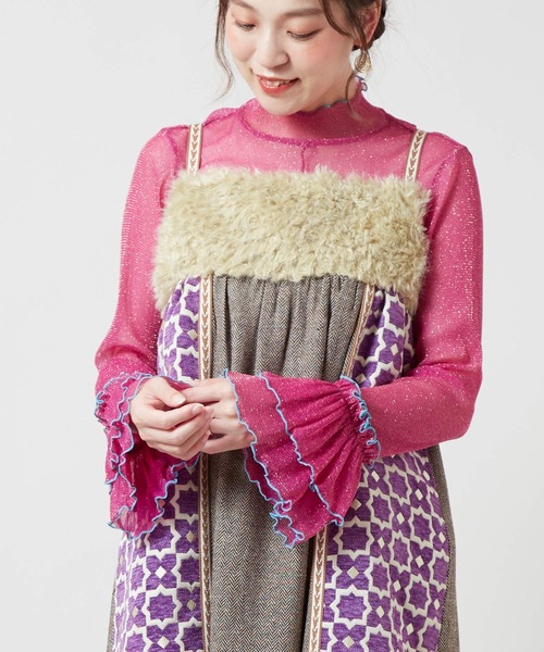 チャイハネ(チャイハネ)の「【チャイハネ】ラメリナインナートップス(Tシャツ/カットソー・レディース・ブルー/ピンク/ネイビー/オレンジ・FREE)」の21枚目の写真