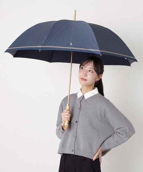 POLO RALPH LAUREN(ポロ ラルフ ローレン)の「長傘 雨傘 UV ”ドット ポロポニー刺繍”(長傘・レディース・サックスブルー/オリーブ/ネイビー・FREE)」の1枚目の写真