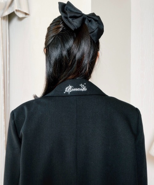 smyeon 刺繍入りテーラードジャケットブラック Embroidery tailored jacket/刺繍入りテーラードジャケット