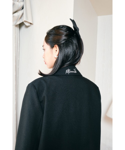 smyeon 刺繍入りテーラードジャケットブラック Embroidery tailored jacket/刺繍入りテーラードジャケット