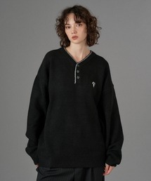 MUHET ロゴシャギーニット ネイビー セール】GRADATION HEART SHAGGY KNIT / グラデーションハート