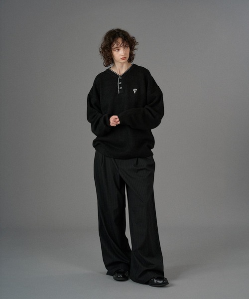 (完売) l Henry neck Thermal Knit LOGO HENRY NECK KNIT / ロゴヘンリーネックニット（ニット/セーター