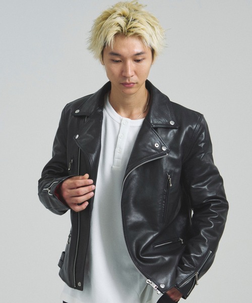 JACKROSE（ジャックローズ）の「JE-BUFFARO CALF　ダブルライダース（ライダースジャケット・メンズ・ブラック・XL/L/M/S）」の13枚目の写真