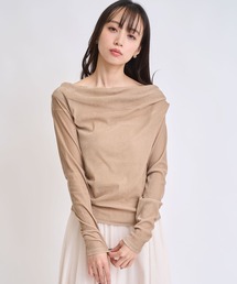 NOELA | 【新色追加】ベロアドレープトップス(Tシャツ/カットソー)