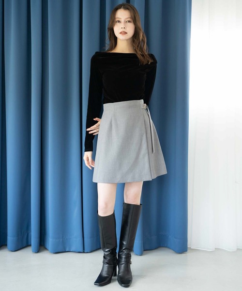 NOELA（ノエラ）の「【新色追加】ベロアドレープトップス（Tシャツ/カットソー・レディース・ブラック/ボルドー/ブラウン/ベージュ/チャコールグレー・フリー）」の12枚目の写真