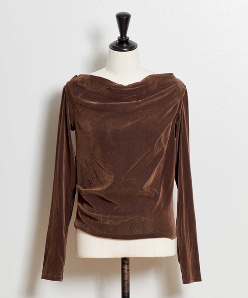 セール】【新色追加】ベロアドレープトップス（Tシャツ/カットソー