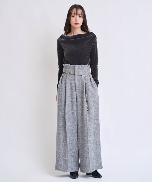 セール】【新色追加】ベロアドレープトップス（Tシャツ/カットソー