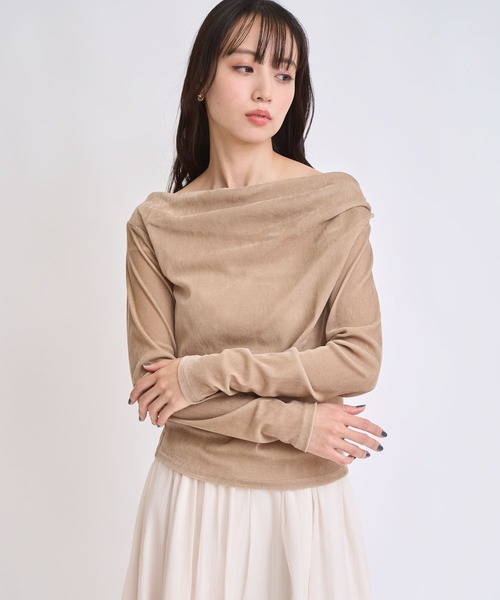 新品タグ付き グラムリップス ベロアトップス ブラウン アシンメトリー Sheer ベロアトップス