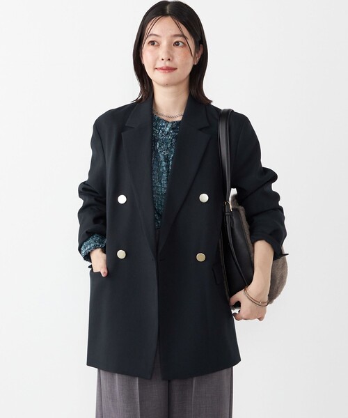 茶系ダブルボタン テーラードジャケット S SHIPS Colors ジャケット テーラードジャケット Colors:ダブル