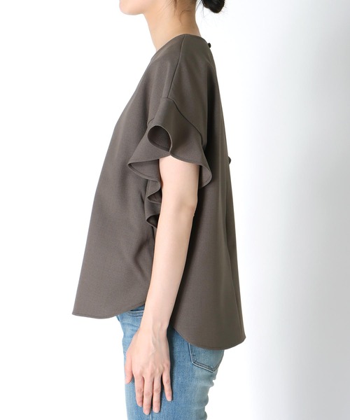 Jines（ジネス）の「リネンライク ラッフルスリーブブラウス【セットアップ可】（シャツ/ブラウス・レディース・ブラウン/ブラック・38）」の16枚目の写真