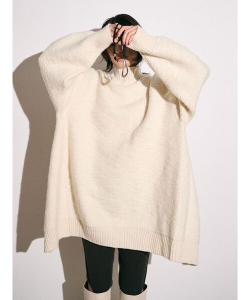 Htage（テージ）の「【Htage】バックスリットデザインビッグニット（ニット/セーター・レディース・アイボリー/ブラック・FREE）」の19枚目の写真