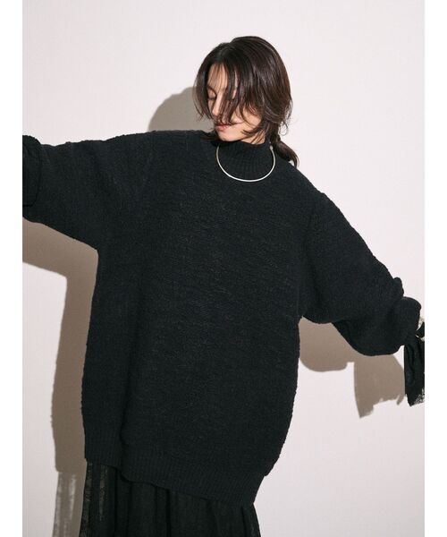 Htage（テージ）の「【Htage】バックスリットデザインビッグニット（ニット/セーター・レディース・アイボリー/ブラック・FREE）」の6枚目の写真