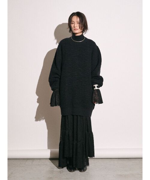 Htage（テージ）の「【Htage】バックスリットデザインビッグニット（ニット/セーター・レディース・アイボリー/ブラック・FREE）」の7枚目の写真