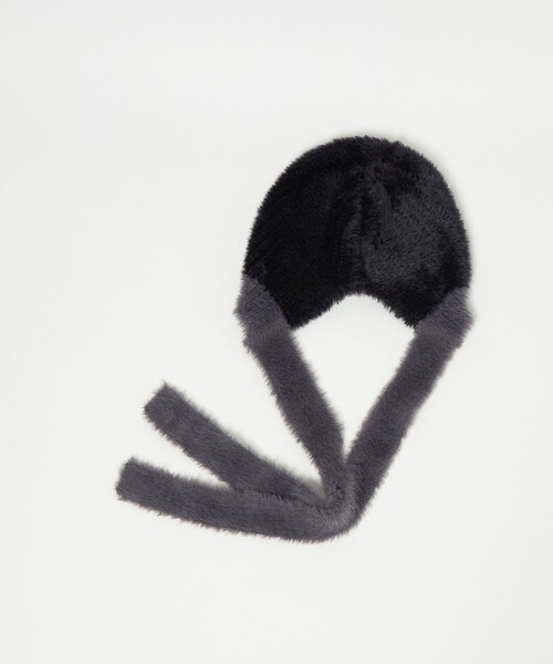 CITEN（シテン）の「<CITEN>スリムマフラー付きニットキャップ（ニットキャップ/ビーニー・レディース・ブラック/ネイビー・FREE）」の4枚目の写真
