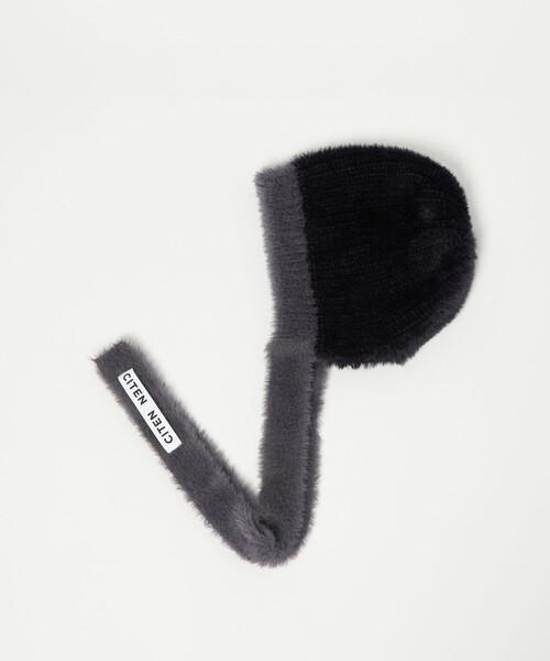 CITEN（シテン）の「<CITEN>スリムマフラー付きニットキャップ（ニットキャップ/ビーニー・レディース・ブラック/ネイビー・FREE）」の5枚目の写真