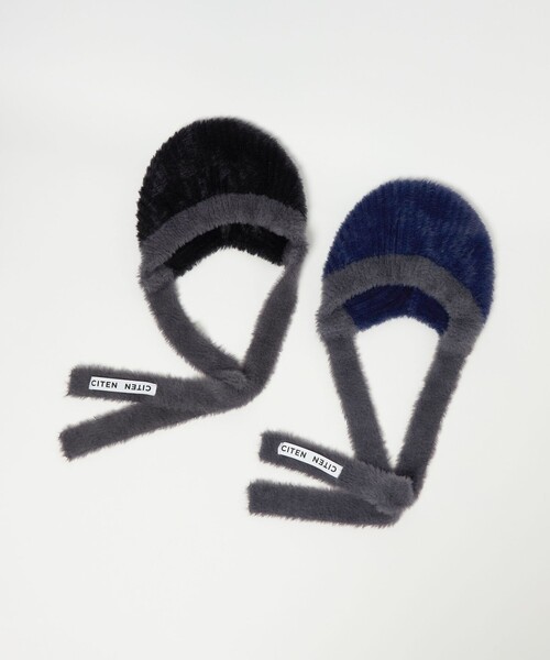CITEN（シテン）の「<CITEN>スリムマフラー付きニットキャップ（ニットキャップ/ビーニー・レディース・ブラック/ネイビー・FREE）」の11枚目の写真