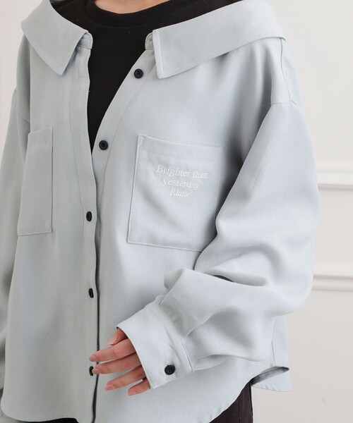 PINK-latte（ピンクラテ）の「シャツドッキング長袖プルオーバー（Tシャツ/カットソー・キッズ・ライトグレー/アイボリー/サックスブルー・13/14/15 /16）」の9枚目の写真