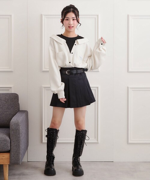 PINK-latte（ピンクラテ）の「シャツドッキング長袖プルオーバー（Tシャツ/カットソー・キッズ・ライトグレー/アイボリー/サックスブルー・13/14/15 /16）」の12枚目の写真