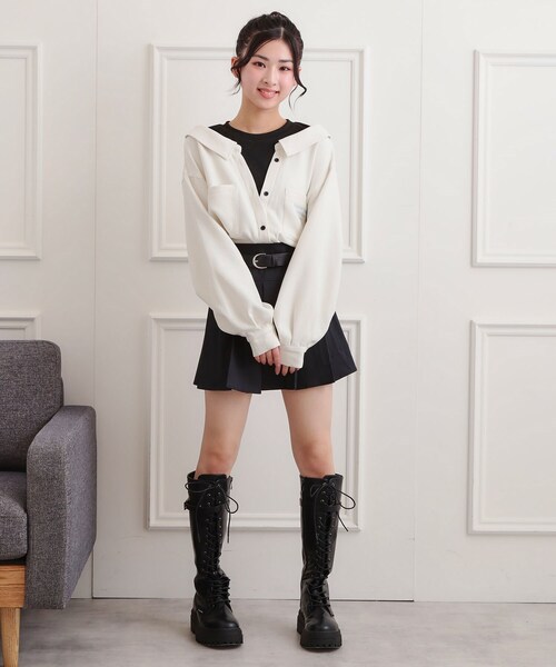 シャツドッキング長袖プルオーバー（Tシャツ/カットソー）｜PINK-latte