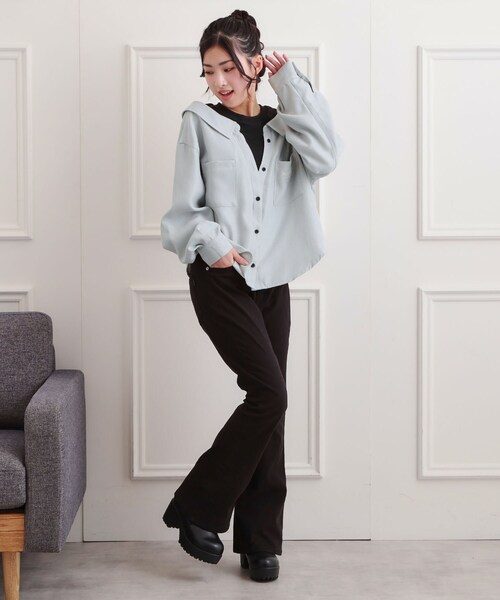 シャツドッキング長袖プルオーバー（Tシャツ/カットソー）｜PINK-latte