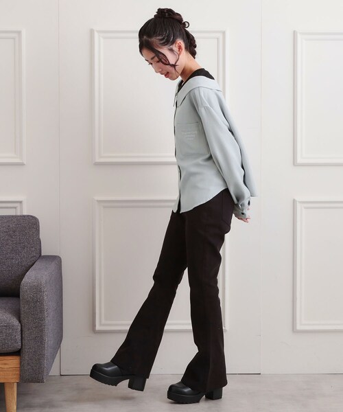 PINK-latte（ピンクラテ）の「シャツドッキング長袖プルオーバー（Tシャツ/カットソー・キッズ・ライトグレー/アイボリー/サックスブルー・13/14/15 /16）」の20枚目の写真